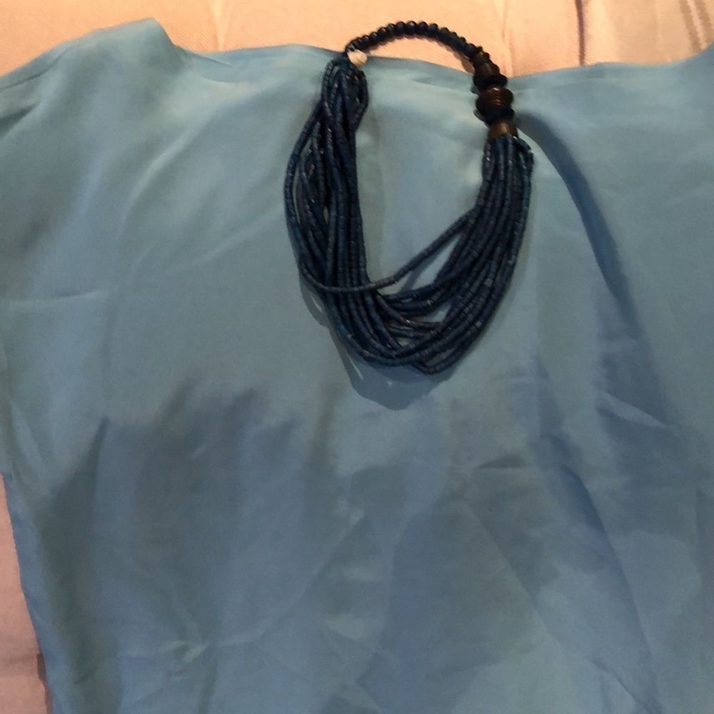 Club Monaco 100% silk tunic dress in powder blue in S
